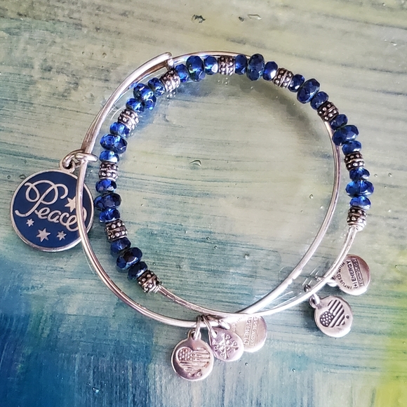Alex and Ani set of 2 Peace Bangles - Picture 2 of 6
